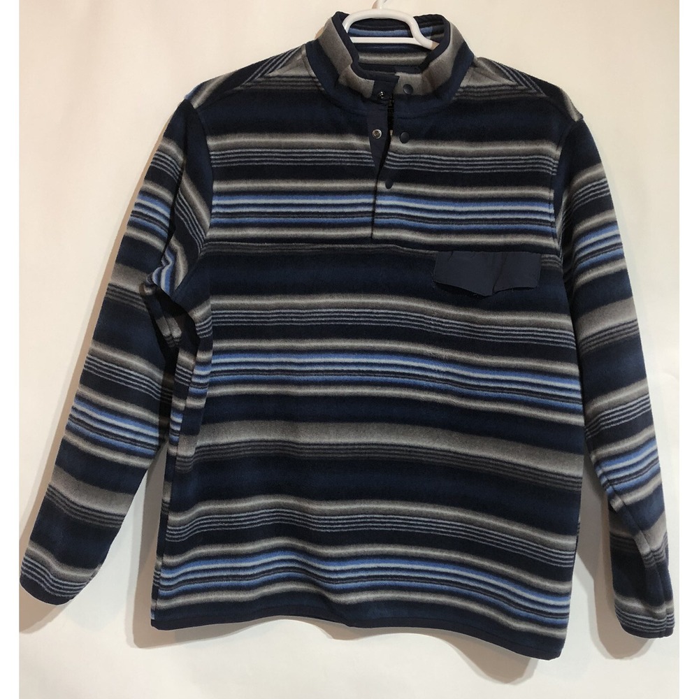 SOUTHERN GRIT TUNDRA FLEECE PULLOVER SNAP Navy Stripe Men's Large